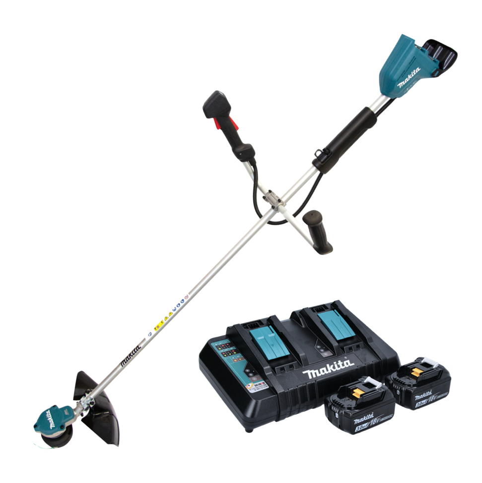 Makita DUR 368 APF Akku Freischneider 36 V ( 2 x 18 V ) Zweihandgriff Brushless + 2x Akku 3,0 Ah + Ladegerät