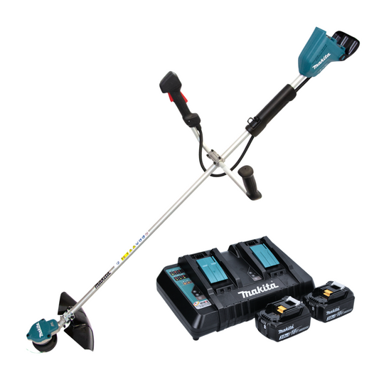 Makita DUR 368 APF débroussailleuse à batterie 36 V (2 x 18 V) sans balais à deux poignées + 2x batterie 3,0 Ah + chargeur