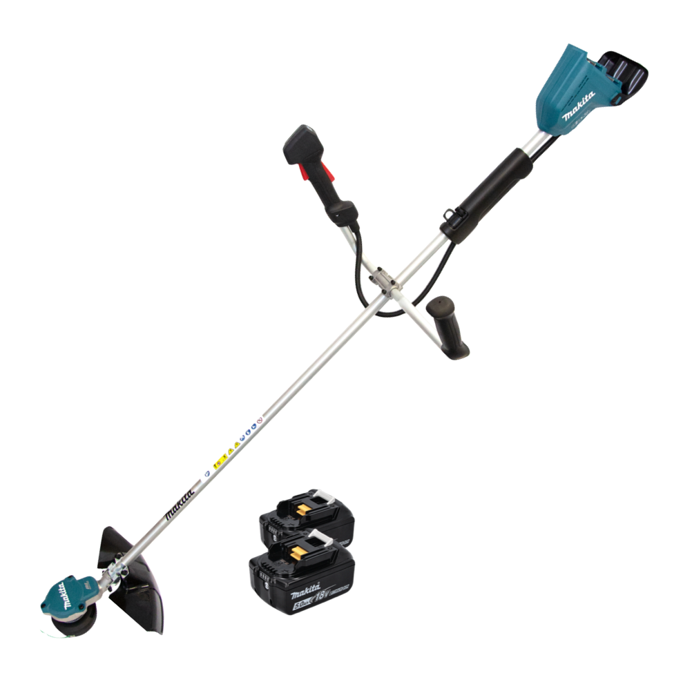 Makita DUR 368 AT Akku Freischneider 36 V ( 2 x 18 V ) Zweihandgriff Brushless + 2x Akku 5,0 Ah - ohne Ladegerät