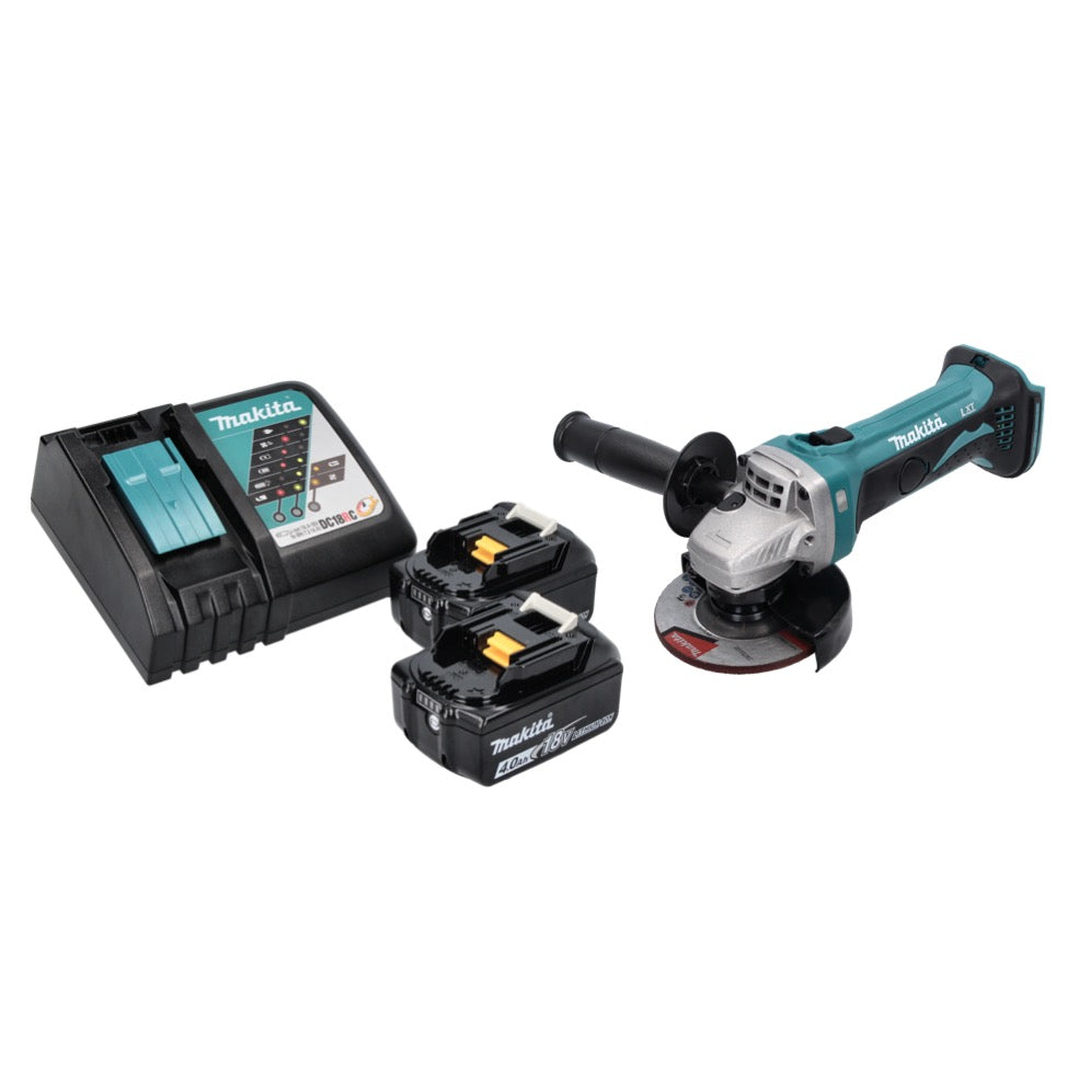 Meuleuse d'angle sur batterie Makita DGA 452 RM 18 V 115 mm + 2x batteries 4,0 Ah + chargeur