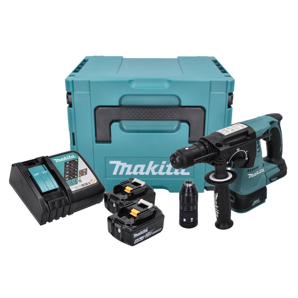 Makita DHR 243 RGJ Akku Bohrhammer 18 V 2,0 J SDS plus Brushless + 2x Akku 6,0 Ah + Ladegerät + Makpac