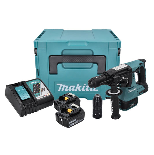 Makita DHR 243 RGJ Akku Bohrhammer 18 V 2,0 J SDS plus Brushless + 2x Akku 6,0 Ah + Ladegerät + Makpac