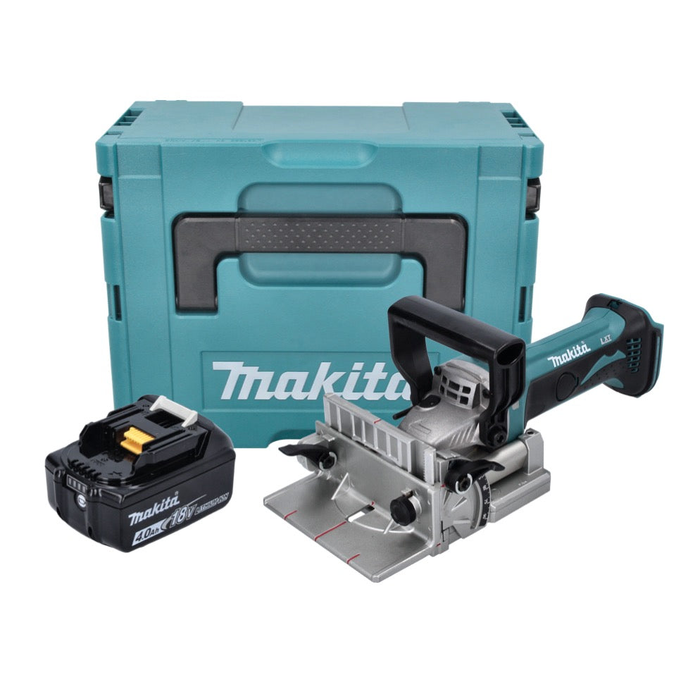 Makita DPJ 180 M1J Akku Nutfräse 18 V 100 mm + 1x Akku 4,0 Ah + Makpac - ohne Ladegerät - Toolbrothers