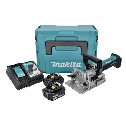 Makita DPJ 180 RTJ Akku Nutfräse 18 V 100 mm + 2x Akku 5,0 Ah + Ladegerät + Makpac - Toolbrothers