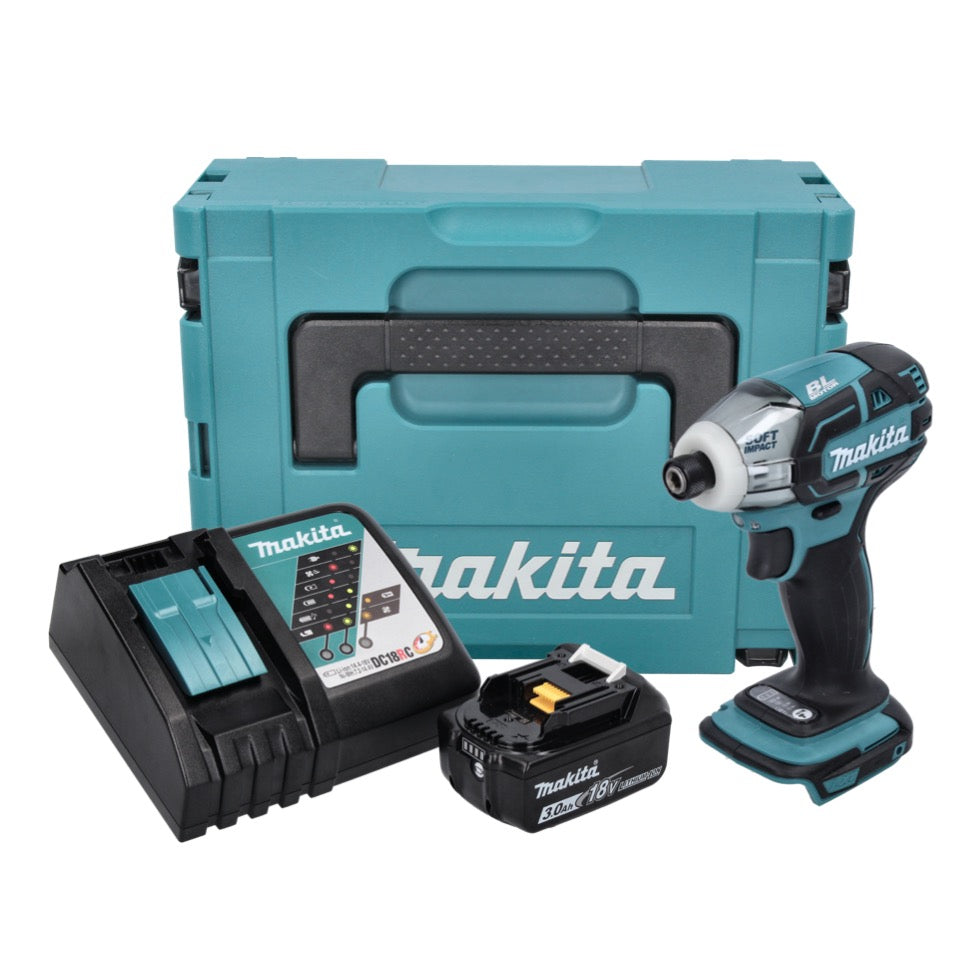 Makita DTS 141 RF1J Akku Impulsschrauber 18 V 40 Nm 1/4" Brushless + 1x Akku 3,0 Ah + Ladegerät + Makpac