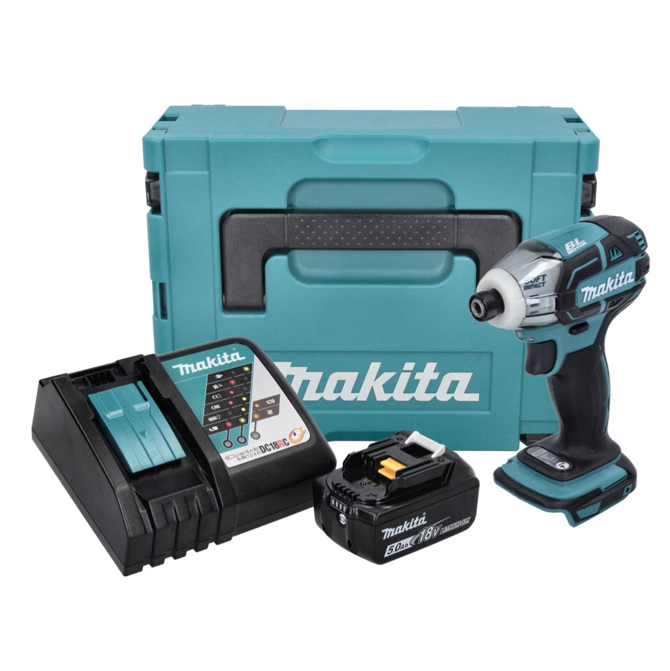 Makita DTS 141 RT1J Akku Impulsschrauber 18 V 40 Nm 1/4" Brushless + 1x Akku 5,0 Ah + Ladegerät + Makpac