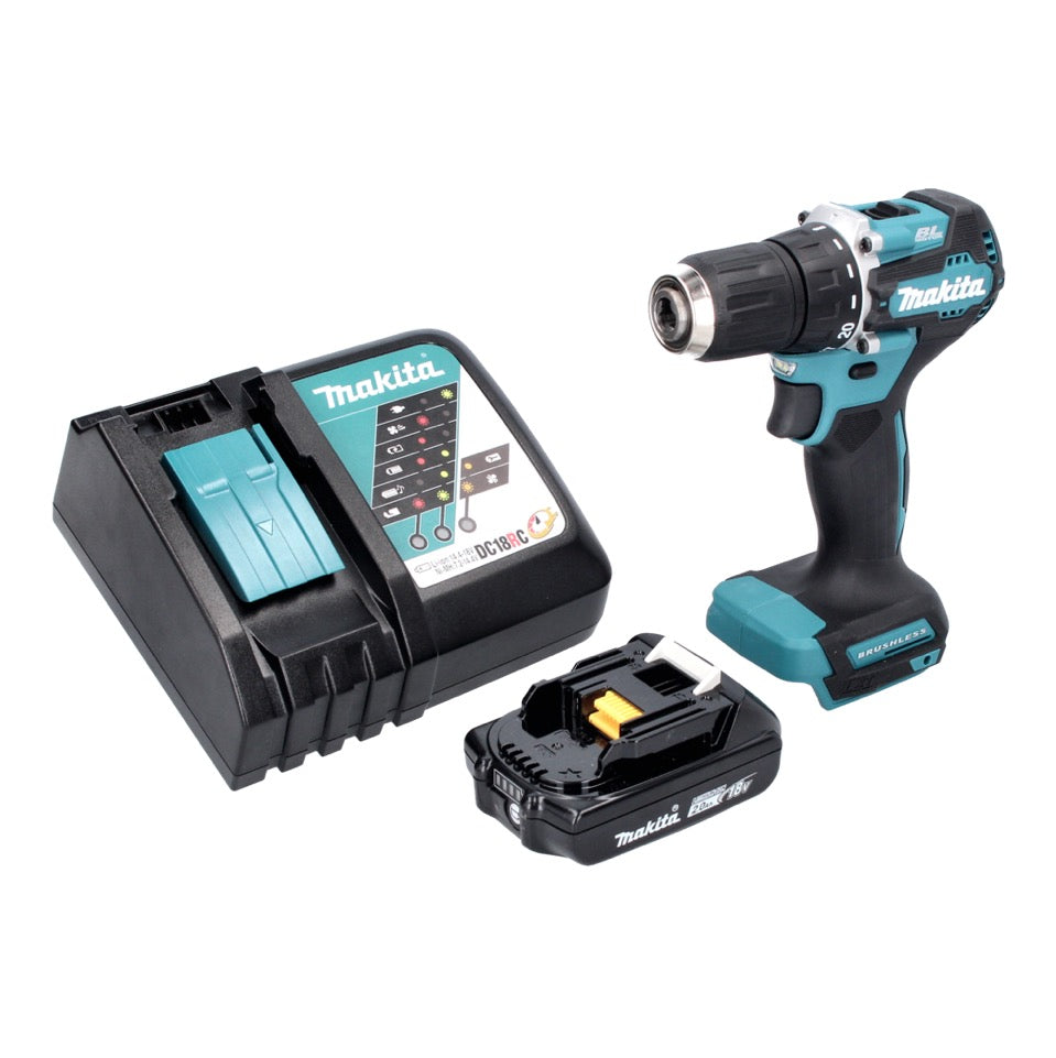 Makita DDF 487 RA1 Akku Bohrschrauber 18 V 40 Nm Brushless + 1x Akku 2,0 Ah + Ladegerät