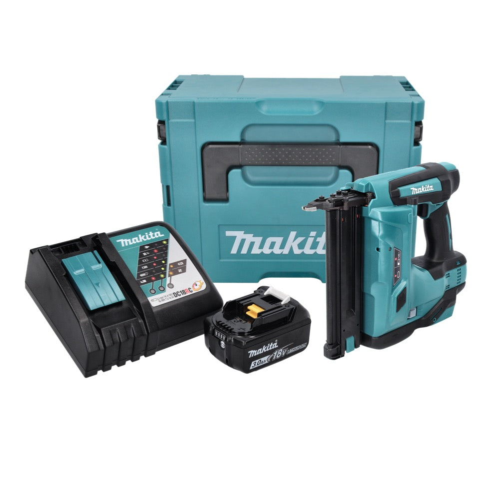 Makita DBN 500 RF1J Akku Stauchkopfnagler 18 V 15-50 mm + 1x Akku 3,0 Ah + Ladegerät + Makpac