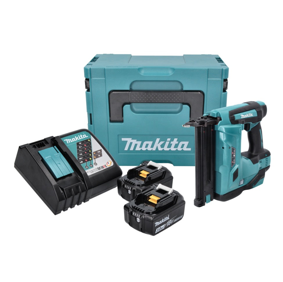 Makita DBN 500 RFJ cloueuse à tête d'emballage sur batterie 18 V 15-50 mm + 2x batteries 3,0 Ah + chargeur + Makpac