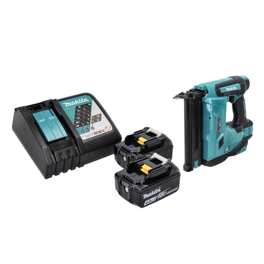 Cloueur à tête d'emballage sur batterie Makita DBN 500 RM 18 V 15-50 mm + 2x batteries 4,0 Ah + chargeur