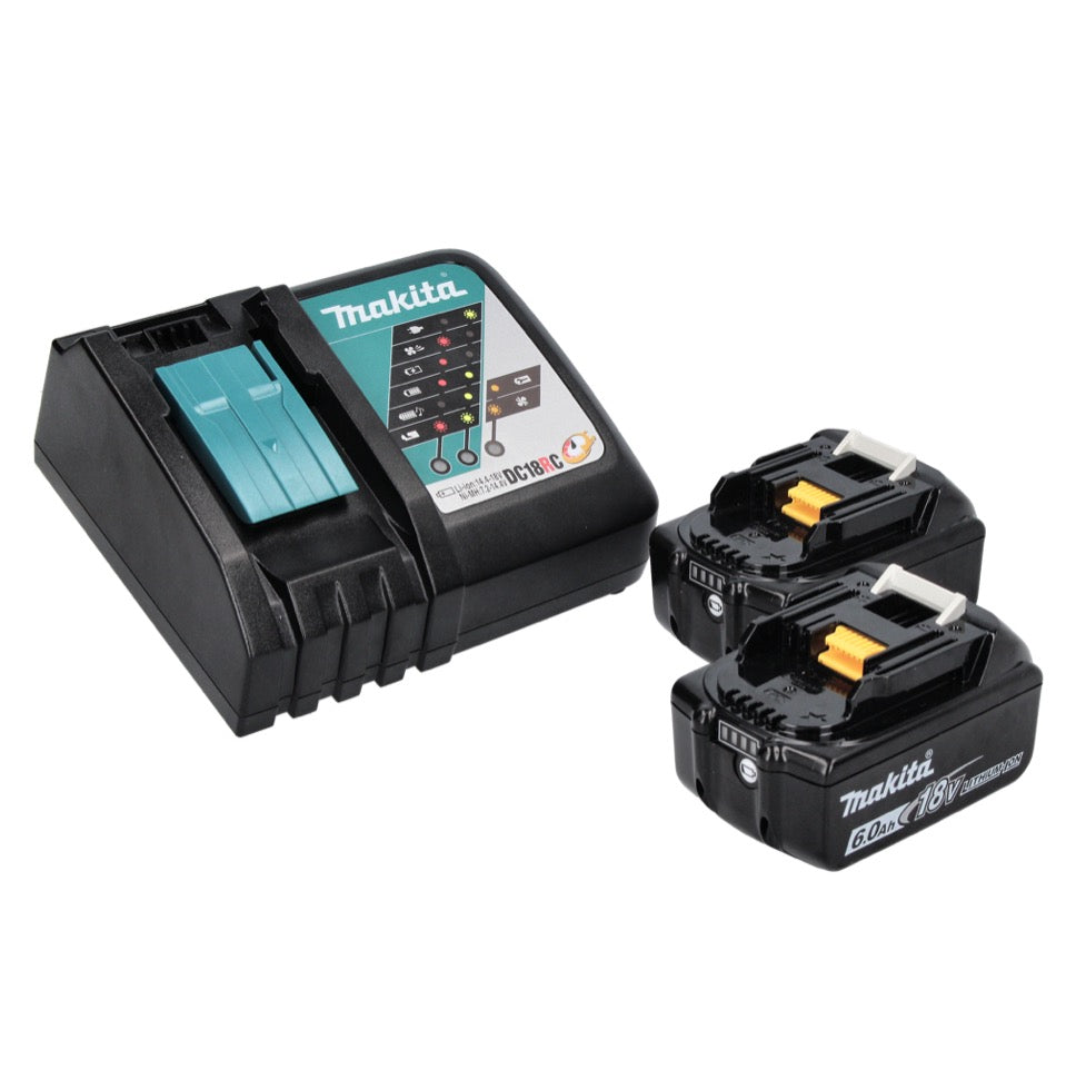 Makita DBN 500 RG cloueuse à tête d'emballage avec batterie 18 V 15-50 mm + 2x batteries 6,0 Ah + chargeur