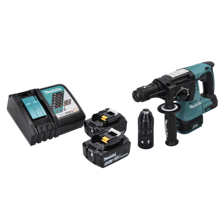 Makita DHR 243 RT marteau perforateur sans fil 18 V SDS plus sans balai + 2x batteries 5,0 Ah + chargeur