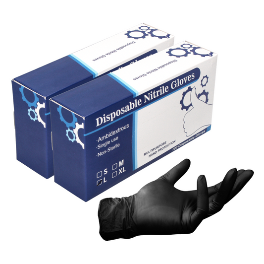 Nitril Einweg Handschuhe in Spenderbox Schwarz / Black 200 Stück Größe L / Large - nicht Steril - Toolbrothers
