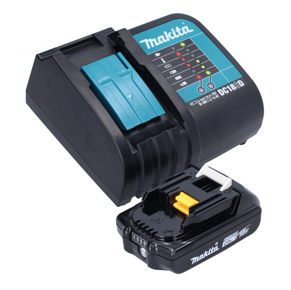 Kit source d'alimentation Makita 18 V avec 1 batterie BL 1820 B 2,0 Ah (197254-9) + chargeur DC 18 SD (194533-6)