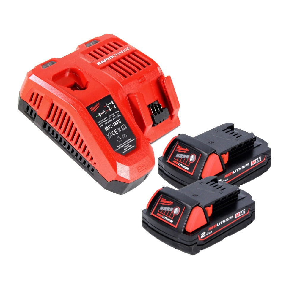 Milwaukee M18 FMT-202 FC Akku Multitool 18 V Brushless + 2x Akku 2,0 Ah + Ladegerät + 20 tlg. Zubehör Set