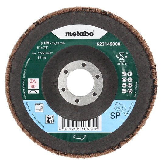 Disque abrasif à lamelles Metabo disque dentelé P 80 125 mm 22,23 mm (10 x 623149000) pour meuleuse d'angle