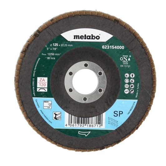 Disque abrasif à lamelles Metabo disque dentelé P120 125 mm 22,23 mm (10 x 623154000) pour meuleuse d'angle