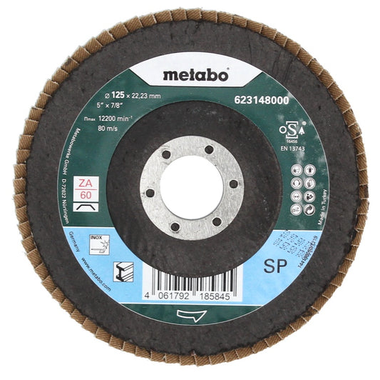 Disque abrasif à lamelles Metabo disque dentelé P 60 125 mm 22,23 mm (20 x 623148000) pour meuleuse d'angle