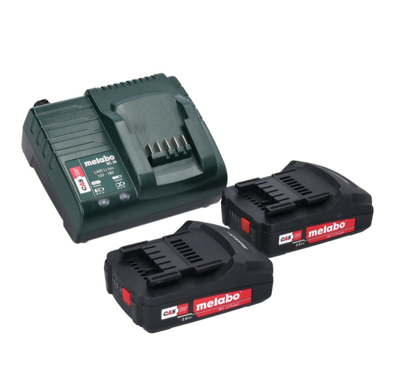 Metabo SB 18 set perceuse à percussion sans fil 18 volts 48 Nm (602245880) + 2x batteries 2,0 Ah + chargeur + jeu de forets 88 pièces + mallette