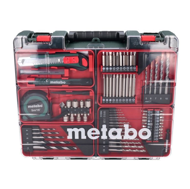 Metabo SB 18 set perceuse à percussion sans fil 18 volts 48 Nm (602245880) + 2x batteries 2,0 Ah + chargeur + jeu de forets 88 pièces + mallette