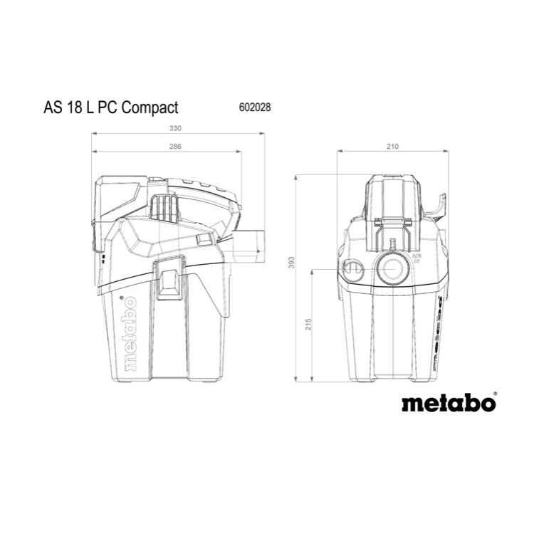 Metabo AS 18 L PC Aspirateur à batterie compact 18 V 6 l IPX4 classe de poussière L (602028850) solo humide et sec - sans batterie, sans chargeur