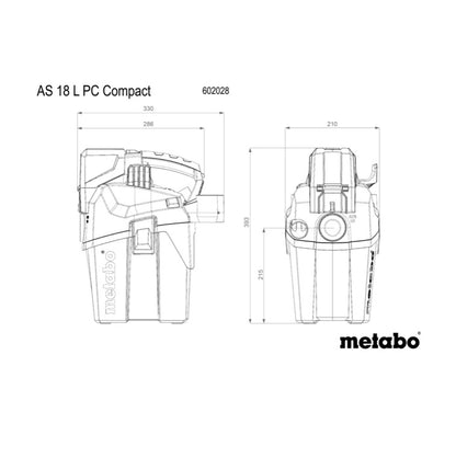 Metabo AS 18 L PC Aspirateur à batterie compact 18 V 6 l IPX4 classe de poussière L (602028850) solo humide et sec - sans batterie, sans chargeur