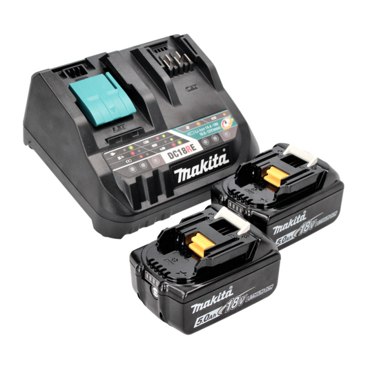 Kit d'alimentation Makita 18 V avec 2 batteries BL 1850 B 5,0 Ah (2x 197280-8) + chargeur multi-rapide DC 18 RE (198720-9)