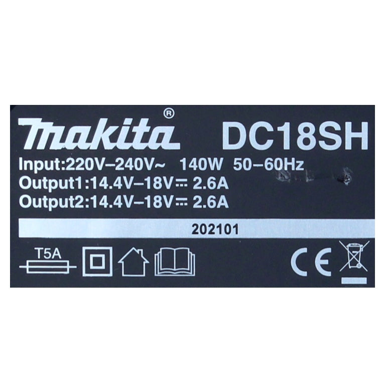 Makita Power Source Kit 18 V mit 2x BL 1850 B 5,0 Ah Akku ( 197280-8 ) + DC 18 SH Doppel Ladegerät ( 199687-4 )