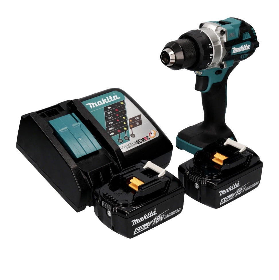 Makita DDF 486 RG Akku Bohrschrauber 18 V 130 Nm Brushless + 2x Akku 6,0 Ah + Ladegerät