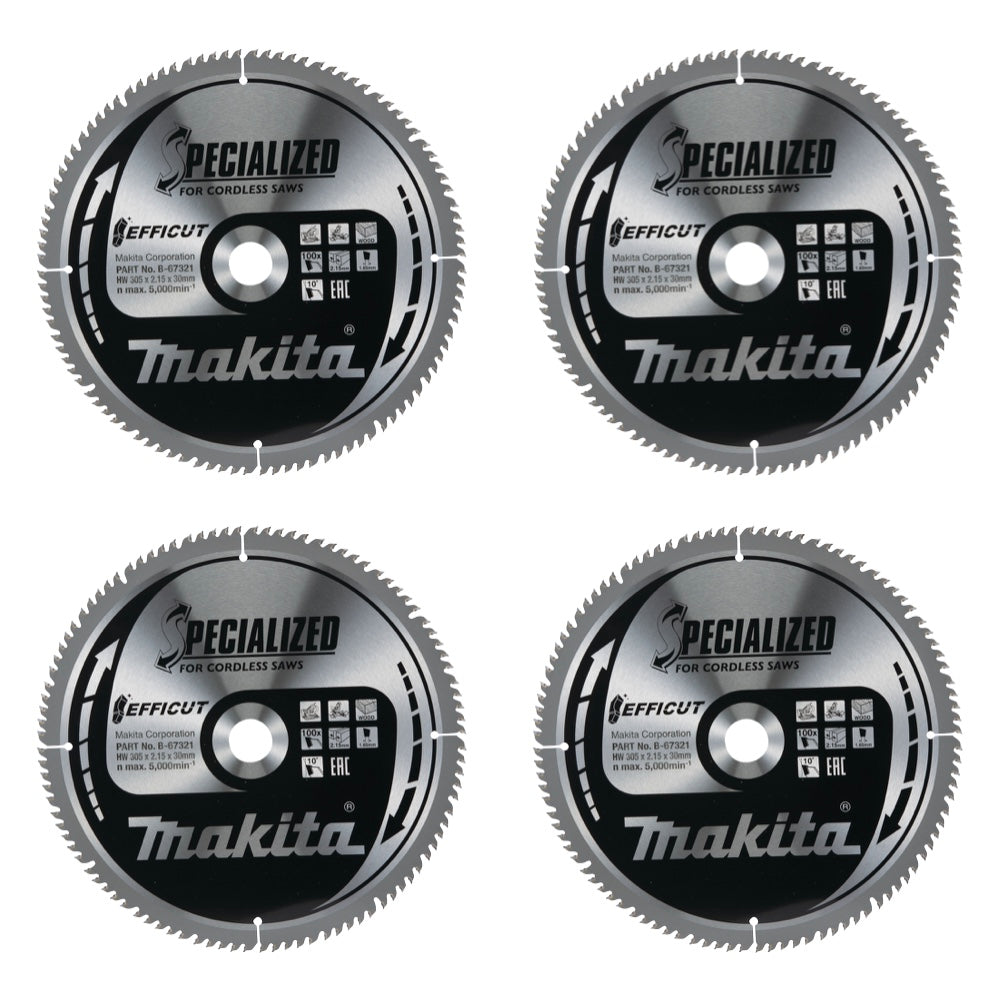 Makita CMSXF305100G SPECIALIZED EFFICUT lame de scie 305 x 2,15 x 30 mm 4 pièces (4x B-67321) 100 dents pour le bois