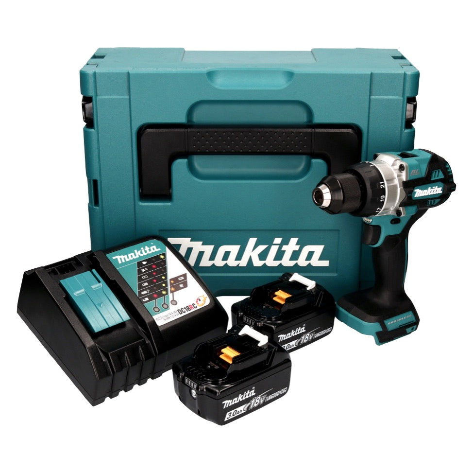 Makita DDF 486 RFJ Akku Bohrschrauber 18 V 130 Nm Brushless + 2x Akku 3,0 Ah + Ladegerät + Makpac