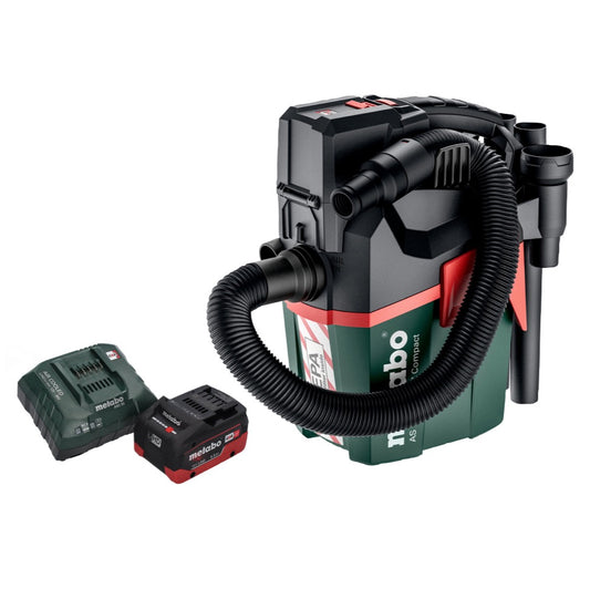 Metabo AS 18 HEPA PC Compact Akku Sauger 18 V 6 l Nass und Trocken Sauger mit Blasfunktion + 1x Akku 5,5 Ah + Ladegerät