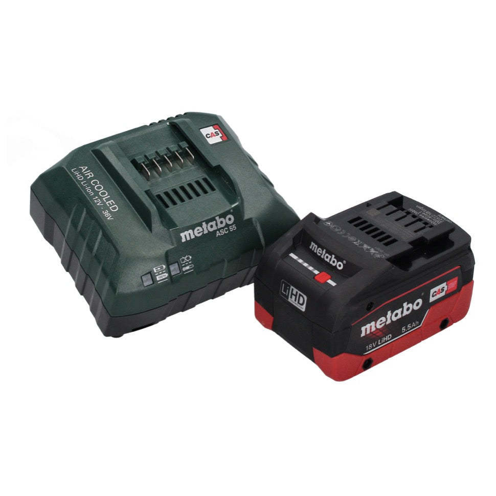 Metabo AS 18 HEPA PC Aspirateur à batterie compact 18 V Aspirateur eau et poussière 6 l avec fonction soufflante + 1 batterie 5,5 Ah + chargeur