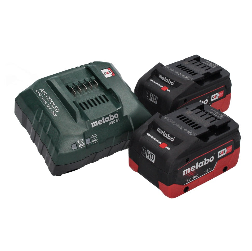 Metabo AS 18 HEPA PC Aspirateur à batterie compact 18 V Aspirateur eau et poussière 6 l avec fonction soufflante + 2x batteries 5,5 Ah + chargeur