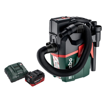 Metabo AS 18 HEPA PC Aspirateur à batterie compact 18 V Aspirateur eau et poussière 6 l avec fonction soufflante + 1 batterie 10,0 Ah + chargeur