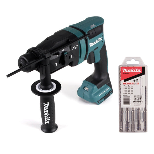 Makita DHR 182 Z marteau perforateur sans fil 18 V 1,7 J SDS plus sans balais + jeu de 5 perceuses - sans batterie, sans chargeur