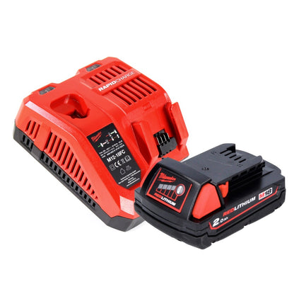 Milwaukee M18 FMT-201X outil multifonction à batterie FUEL 18 V sans balais + 1x batterie 2,0 Ah + chargeur + jeu d'accessoires 7 pièces + boîtier HD