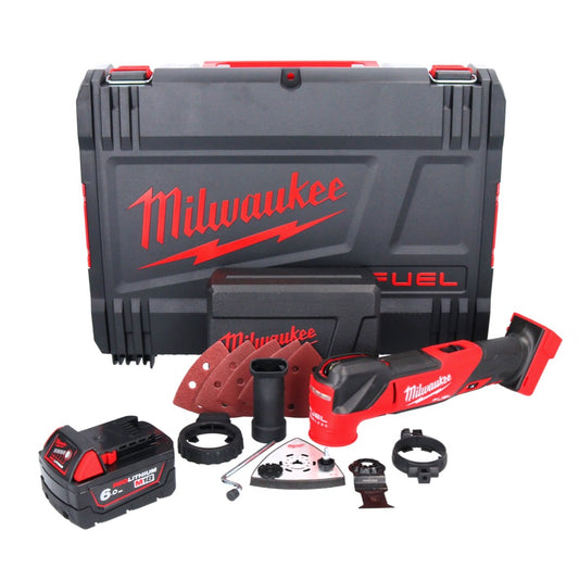 Milwaukee M18 FMT-601X FUEL Akku Multitool 18 V Brushless + 1x Akku 6,0 Ah + 7 tlg. Zubehör Set + HD Box - ohne Ladegerät