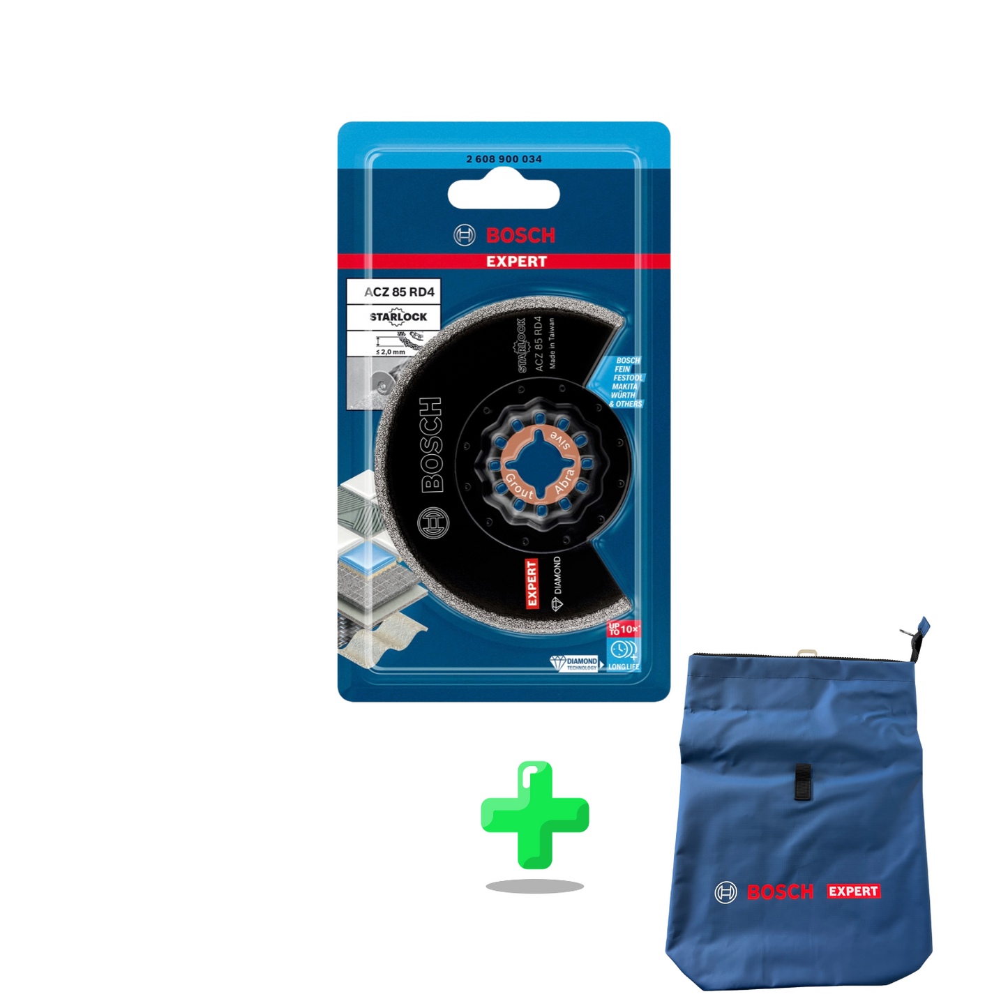 Bosch EXPERT ACZ 85 RD4 Diamant Segmentsägeblatt + Bosch Expert Rucksack