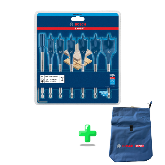 Bosch EXPERT SelfCut Speed Flachfräsbohrer Set 7 tlg. + Bosch Expert Rucksack