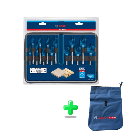 Bosch EXPERT SelfCut Speed Flachfräsbohrer Set 13 tlg. + Bosch Expert Rucksack