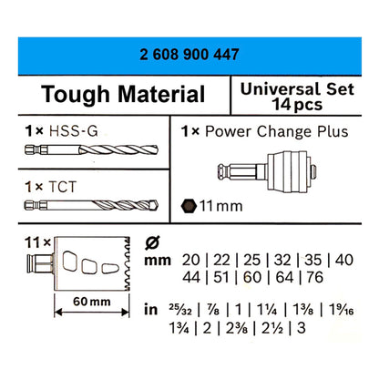 Bosch EXPERT Tough Material Lochsägen Set 20 - 76 mm 14 tlg. ( 2608900447 ) Carbide Universal - Nachfolger von 2608594185