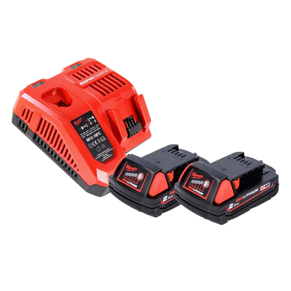 Perceuse d'angle sans fil Milwaukee C18 RAD-202FC 18 V 20 Nm + 2x batteries 2,0 Ah + chargeur