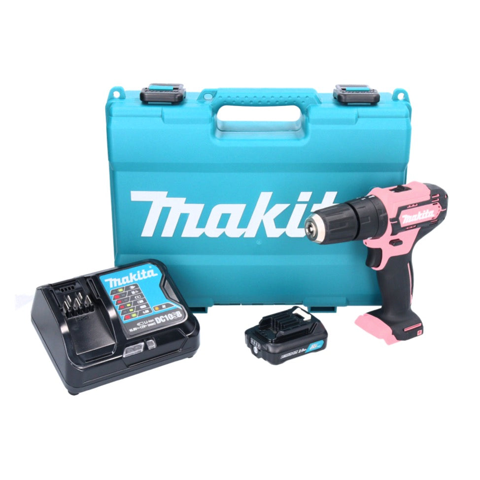 Makita HP 333 DSAP perceuse à percussion sans fil 12 V 30 Nm rose + 1x batterie 2,0 Ah + chargeur + mallette