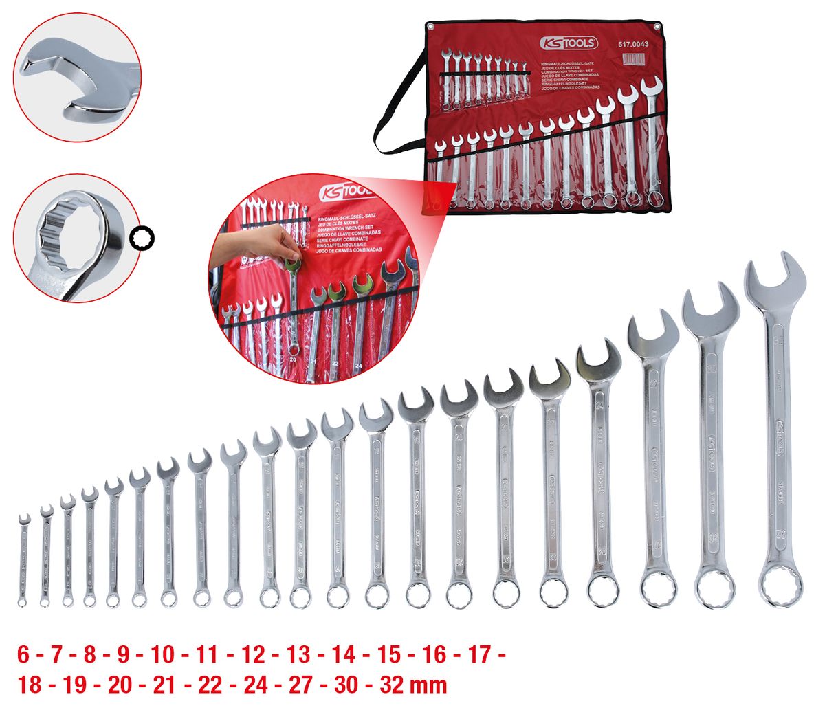 KS TOOLS Ringmaulschlüssel-Satz, abgewinkelt, 21-tlg 6-32mm ( 517.0043 ) - Toolbrothers