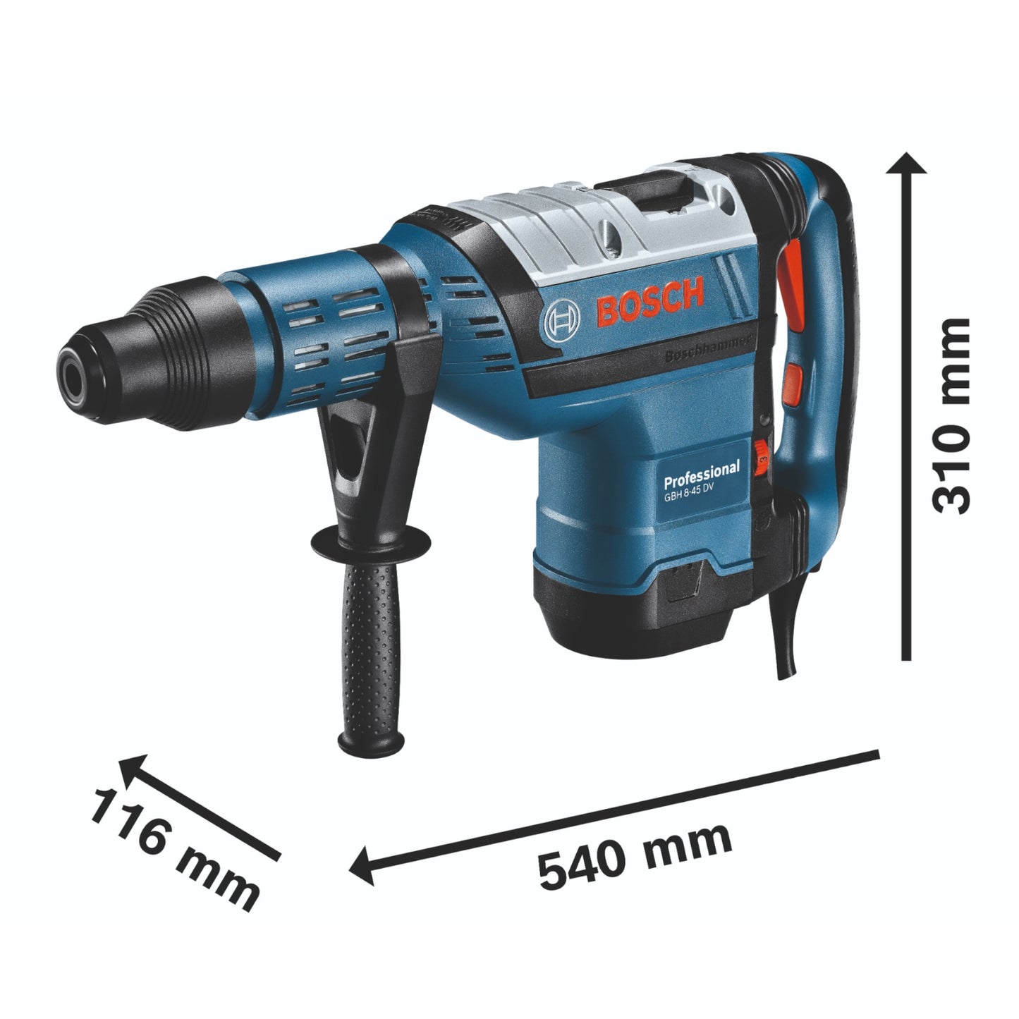 Bosch GBH 8-45 DV Professional Bohrhammer Boschhammer 1500 W 12,5 J SDS-Max ( 0611265000 ) + Koffer