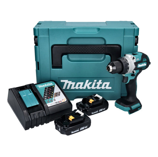 Makita DHP 486 RAJ perceuse à percussion sans fil 18 V 130 Nm sans balai + 2x batteries 2,0 Ah + chargeur + Makpac