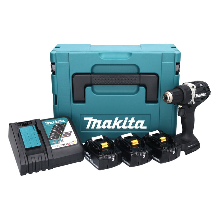 Makita DDF 484 TB3J Akku Bohrschrauber schwarz 18 V 54 Nm Brushless + 3x Akku 5,0 Ah + Ladegerät + Makpac