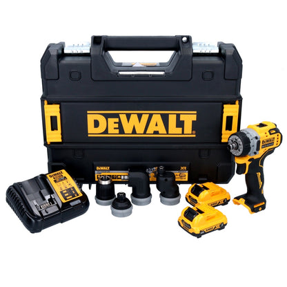 DeWalt DCD 703 L2T Akku Bohrschrauber 12 V 57,5 Nm Brushless + 2x Akku 3,0 Ah + Ladegerät + 4x Bohrfutteraufsatz + TSTAK