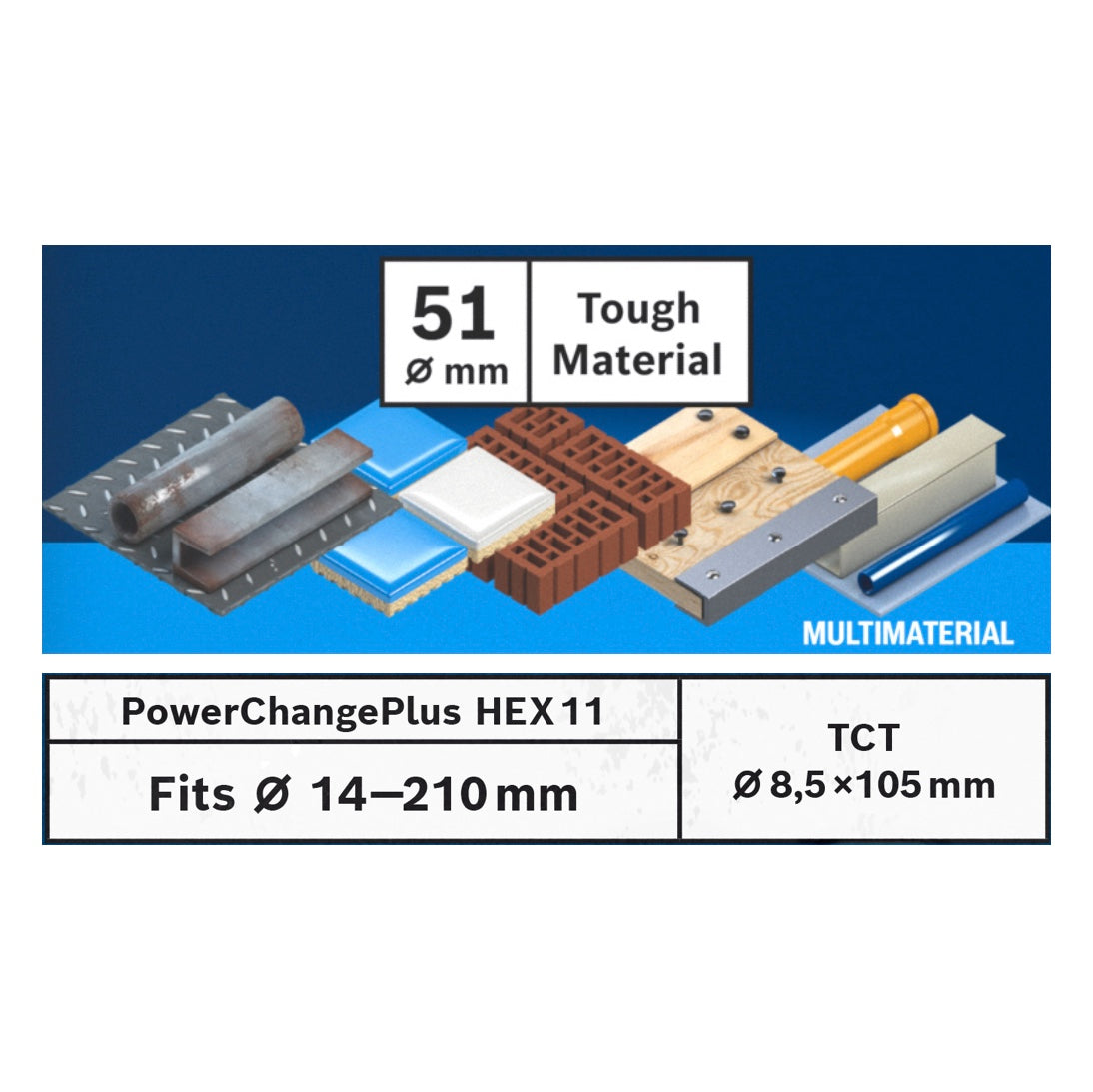 Bosch EXPERT Tough Material Lochsägen Starter Set 51 x 60 mm Carbide ( 2608900427 ) Universal + Power Change Adapter ( 2608900526 ) - Toolbrothers